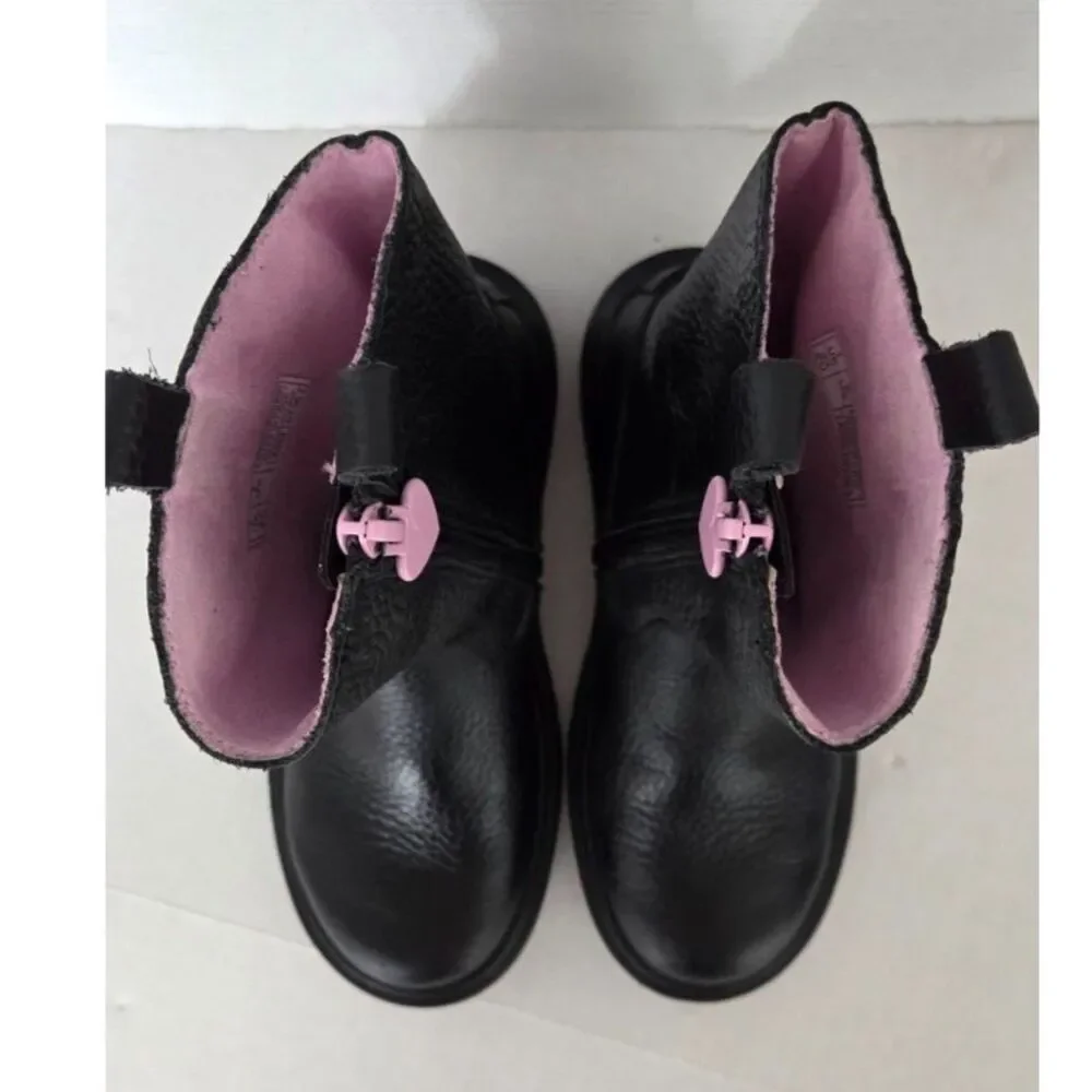 Dr. Martens Bex Heart Girls Boots Size 2 Black Pink Zip